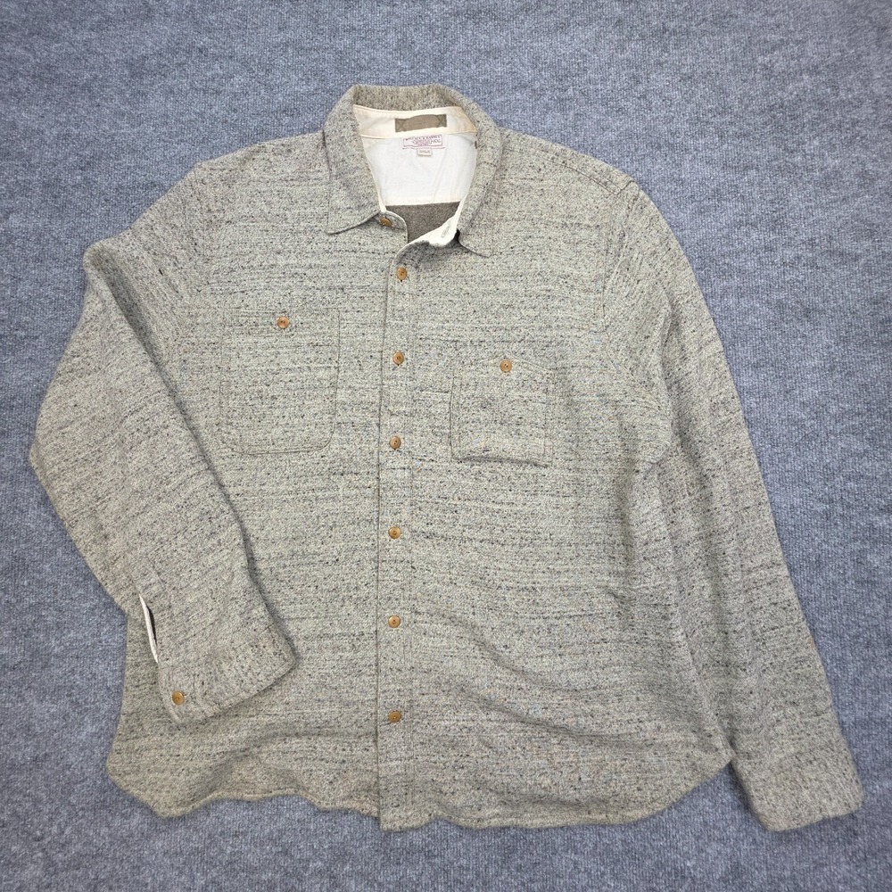 Wallace & Barnes Shirt Jacket Mens XXL Grey Marled Knit Cotton Blend K3265